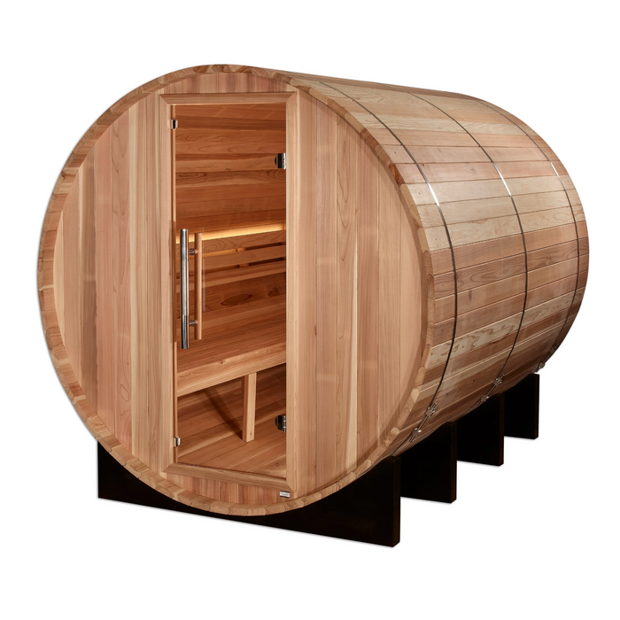 Golden Designs "Klosters" 6 Person Barrel Traditional Sauna -  Pacific Cedar