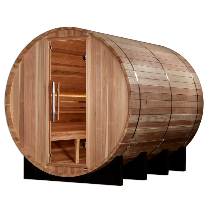 Golden Designs "Klosters" 6 Person Barrel Traditional Sauna -  Pacific Cedar