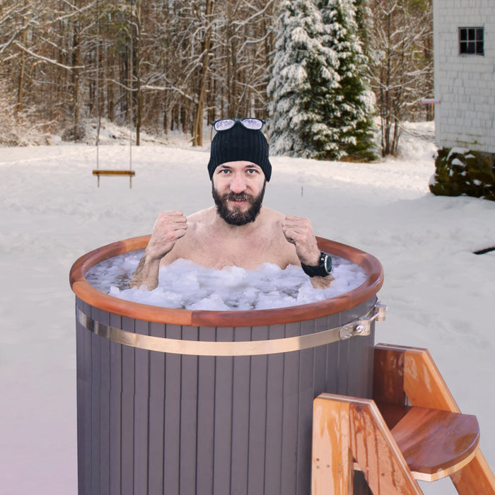 Aleko Outdoor Wooden Ice Bath Cold Plunge Tub