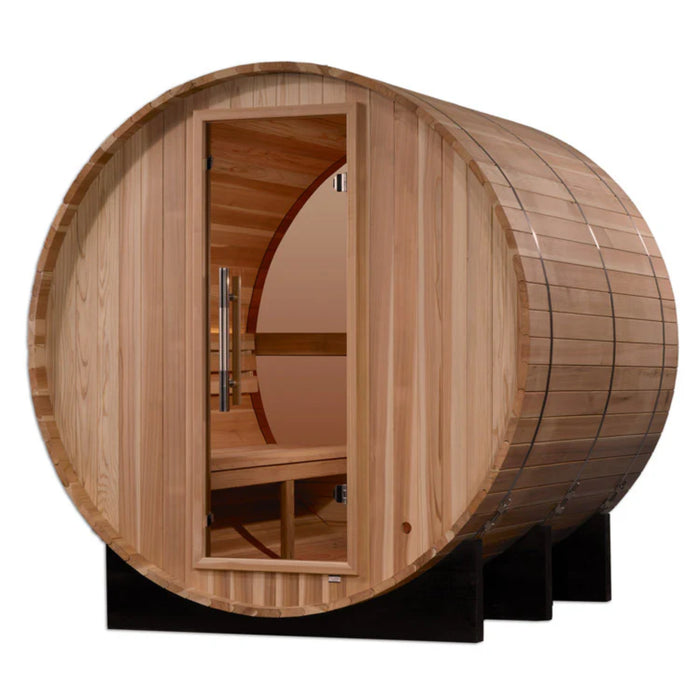 Golden Designs "Zurich" 4 Person Barrel with Bronze Privacy View - Traditional Sauna -  Pacific Cedar