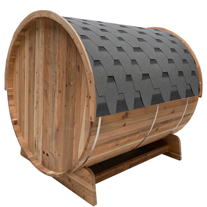 Aleko Outdoor Rustic Cedar Barrel Steam Sauna - 3-4 Person